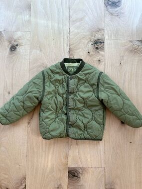 Zara Kids Quilted Olive Puffer Jacket